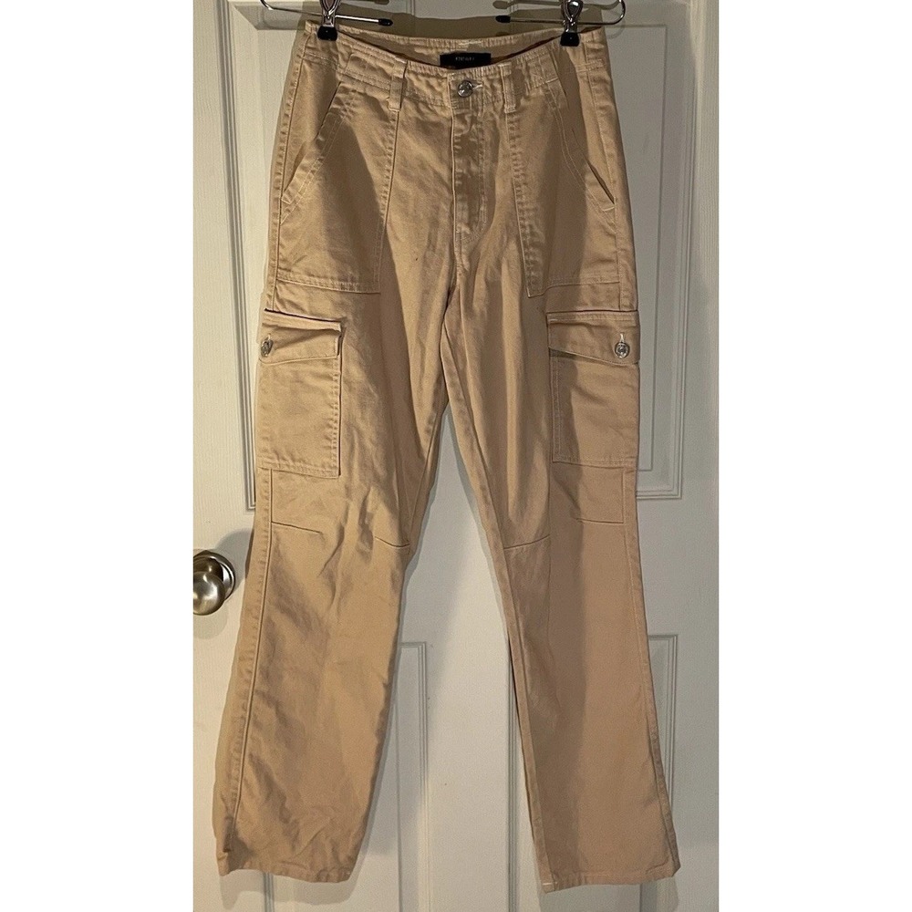 Forever 21 Womens Cargo Pants Size Small Beige Y2K Streetwear Gorpcore Style